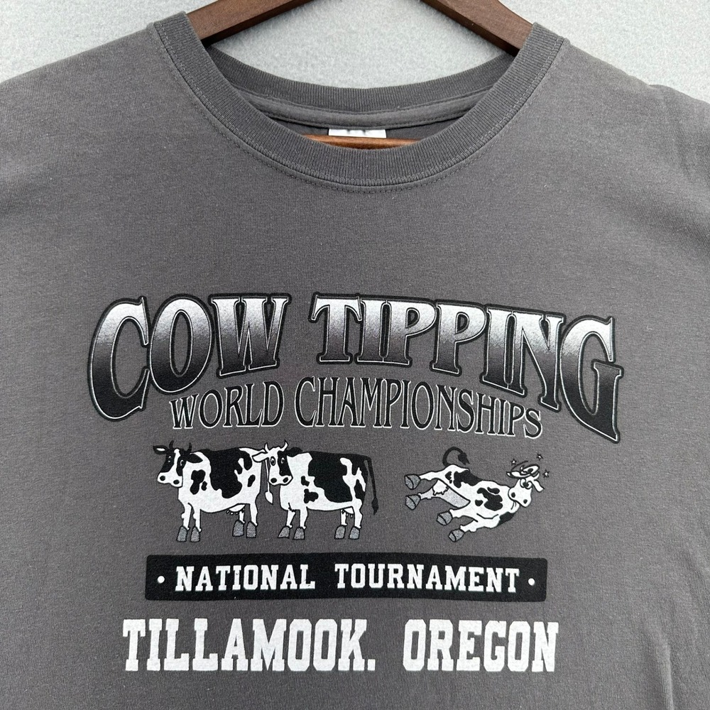 Y2K Cow Tipping World Championship Tshirt National Tournament Oregon L VTG Sk8